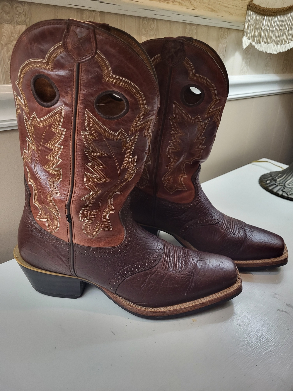 Twisted X COW DOG Brown Two-Tone Leather Western Boots, 11.5B